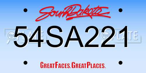 54SA221 South Dakota License Plate