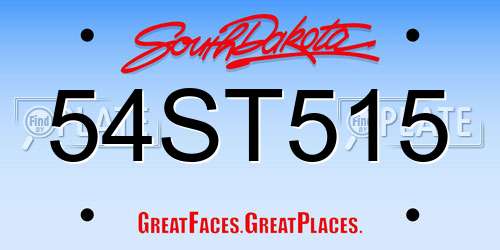 54ST515 South Dakota License Plate