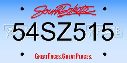 54SZ515 South Dakota License Plate