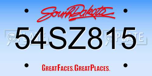 54SZ815 South Dakota License Plate