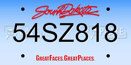 54SZ818 South Dakota License Plate
