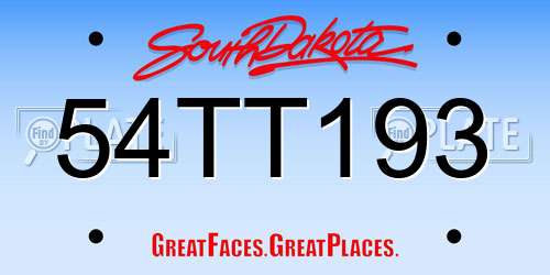 54TT193 South Dakota License Plate