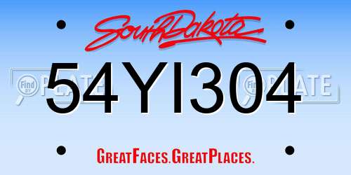 54YI304 South Dakota License Plate