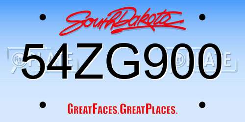 54ZG900 South Dakota License Plate
