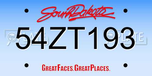 54ZT193 South Dakota License Plate