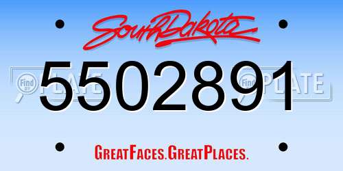 5502891 South Dakota License Plate