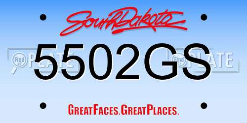 5502GS South Dakota License Plate