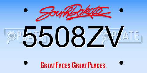 5508ZV South Dakota License Plate