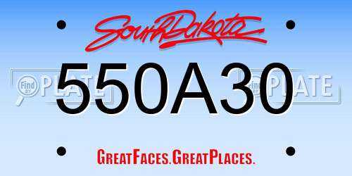 550A30 South Dakota License Plate