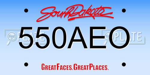 550AEO South Dakota License Plate