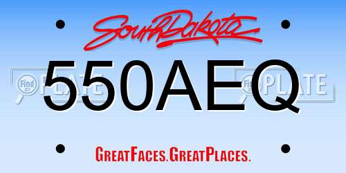 550AEQ South Dakota License Plate