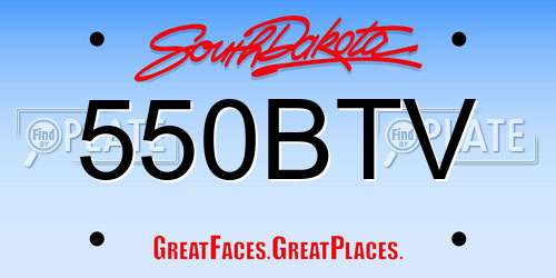 550BTV South Dakota License Plate