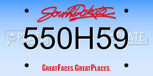 550H59 South Dakota License Plate