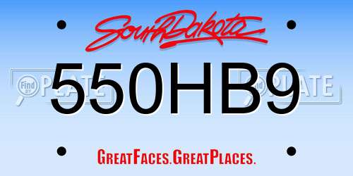 550HB9 South Dakota License Plate