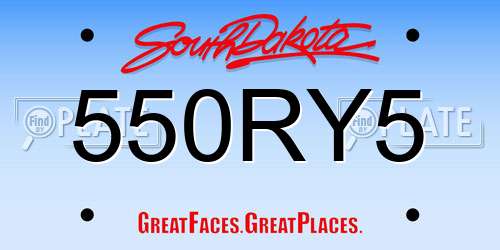 550RY5 South Dakota License Plate