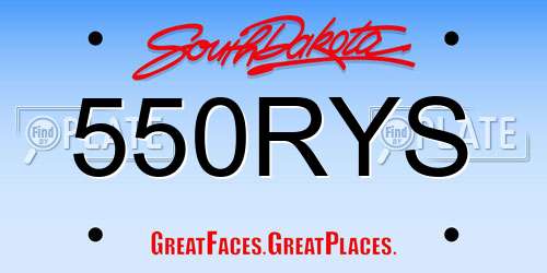 550RYS South Dakota License Plate