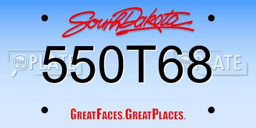 550T68 South Dakota License Plate