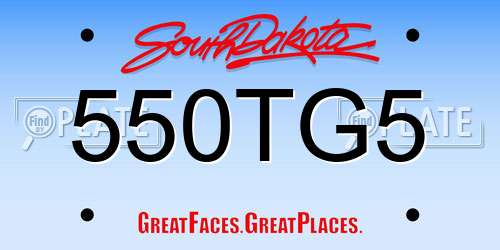 550TG5 South Dakota License Plate