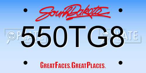 550TG8 South Dakota License Plate