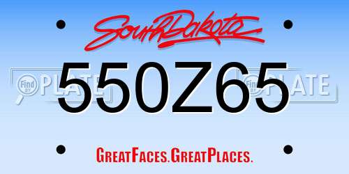 550Z65 South Dakota License Plate