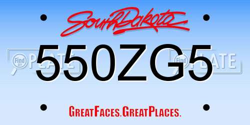 550ZG5 South Dakota License Plate