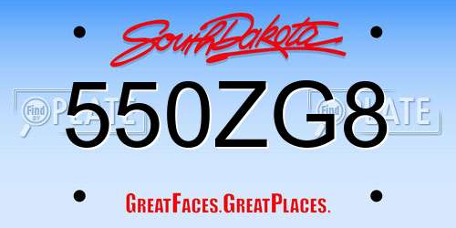 550ZG8 South Dakota License Plate