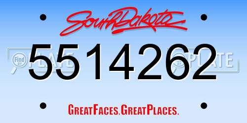 5514262 South Dakota License Plate