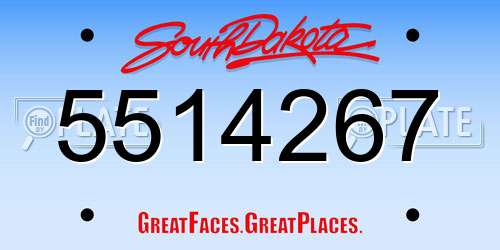 5514267 South Dakota License Plate