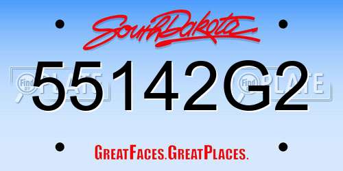 55142G2 South Dakota License Plate
