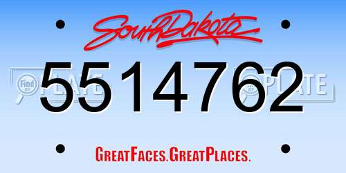 5514762 South Dakota License Plate