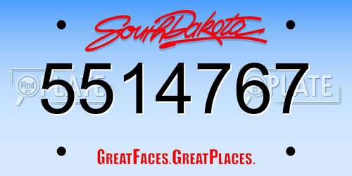 5514767 South Dakota License Plate