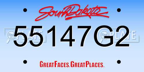 55147G2 South Dakota License Plate