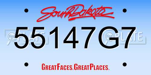55147G7 South Dakota License Plate