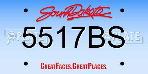 5517BS South Dakota License Plate