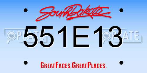 551E13 South Dakota License Plate