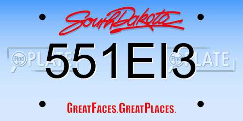 551EI3 South Dakota License Plate