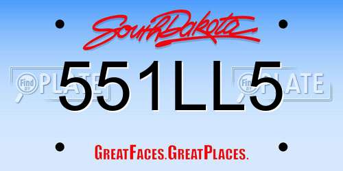 551LL5 South Dakota License Plate