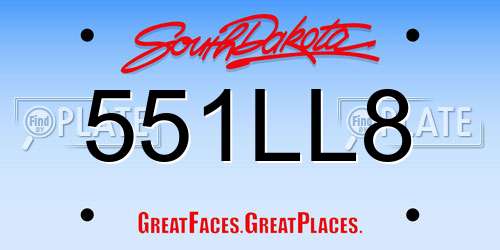 551LL8 South Dakota License Plate