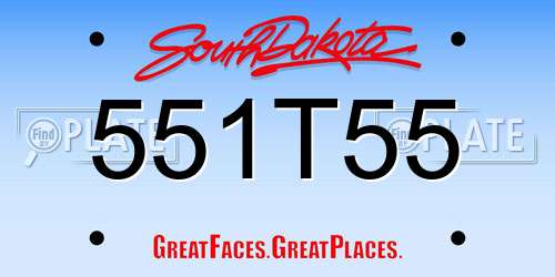 551T55 South Dakota License Plate
