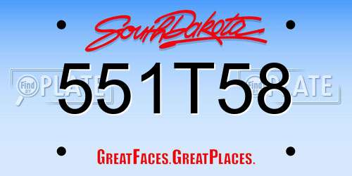 551T58 South Dakota License Plate