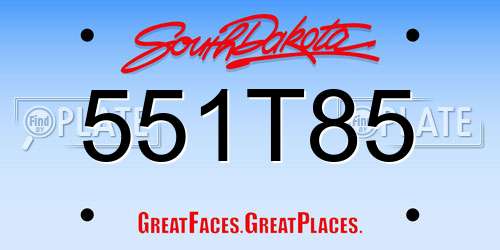 551T85 South Dakota License Plate