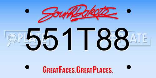 551T88 South Dakota License Plate