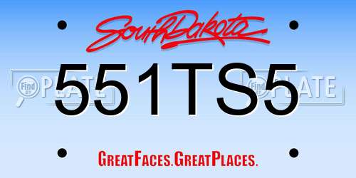 551TS5 South Dakota License Plate