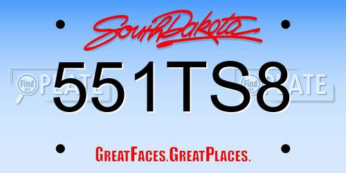 551TS8 South Dakota License Plate