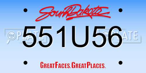 551U56 South Dakota License Plate