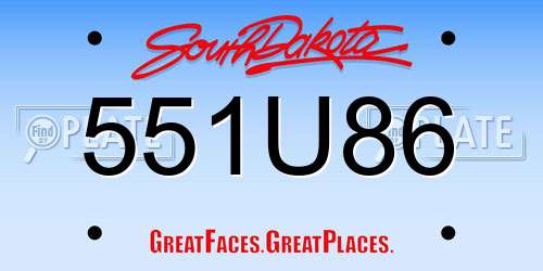 551U86 South Dakota License Plate