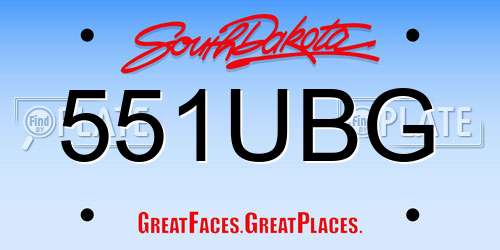 551UBG South Dakota License Plate
