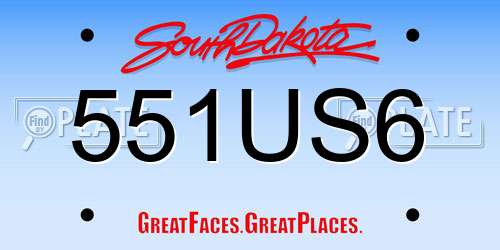 551US6 South Dakota License Plate