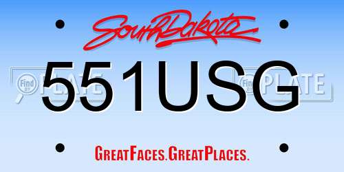 551USG South Dakota License Plate