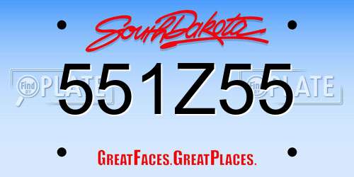 551Z55 South Dakota License Plate